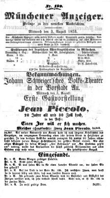 Neueste Nachrichten aus dem Gebiete der Politik (Münchner neueste Nachrichten) Mittwoch 3. August 1853