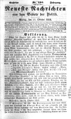 Neueste Nachrichten aus dem Gebiete der Politik (Münchner neueste Nachrichten) Montag 17. Oktober 1853
