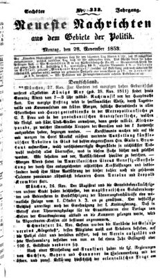 Neueste Nachrichten aus dem Gebiete der Politik (Münchner neueste Nachrichten) Montag 28. November 1853