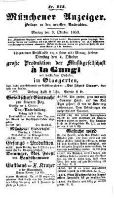 Neueste Nachrichten aus dem Gebiete der Politik (Münchner neueste Nachrichten) Montag 3. Oktober 1853