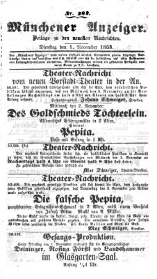 Neueste Nachrichten aus dem Gebiete der Politik (Münchner neueste Nachrichten) Dienstag 1. November 1853