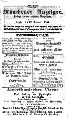 Neueste Nachrichten aus dem Gebiete der Politik (Münchner neueste Nachrichten) Samstag 12. November 1853