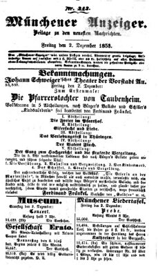 Neueste Nachrichten aus dem Gebiete der Politik (Münchner neueste Nachrichten) Freitag 2. Dezember 1853