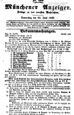 Neueste Nachrichten aus dem Gebiete der Politik (Münchner neueste Nachrichten) Donnerstag 30. Juni 1853