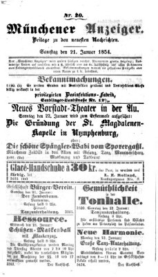 Neueste Nachrichten aus dem Gebiete der Politik (Münchner neueste Nachrichten) Samstag 21. Januar 1854