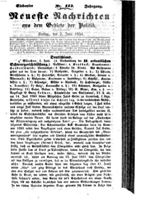 Neueste Nachrichten aus dem Gebiete der Politik (Münchner neueste Nachrichten) Freitag 2. Juni 1854