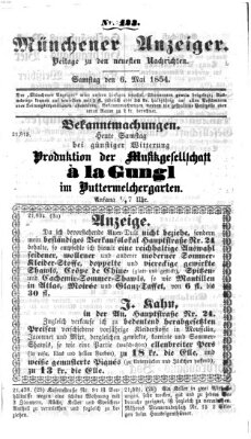Neueste Nachrichten aus dem Gebiete der Politik (Münchner neueste Nachrichten) Samstag 6. Mai 1854