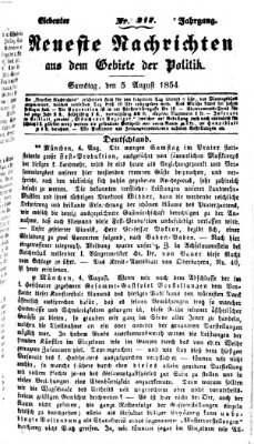 Neueste Nachrichten aus dem Gebiete der Politik (Münchner neueste Nachrichten) Samstag 5. August 1854