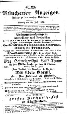 Neueste Nachrichten aus dem Gebiete der Politik (Münchner neueste Nachrichten) Montag 10. Juli 1854