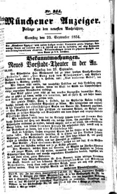 Neueste Nachrichten aus dem Gebiete der Politik (Münchner neueste Nachrichten) Samstag 23. September 1854