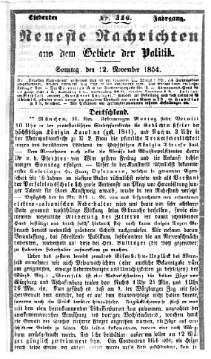 Neueste Nachrichten aus dem Gebiete der Politik (Münchner neueste Nachrichten) Sonntag 12. November 1854