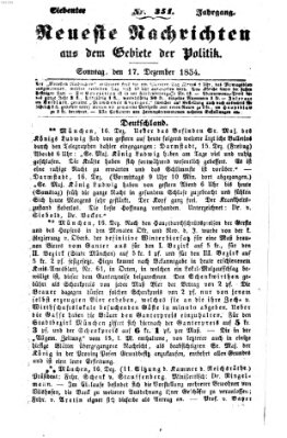 Neueste Nachrichten aus dem Gebiete der Politik (Münchner neueste Nachrichten) Sonntag 17. Dezember 1854