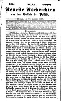 Neueste Nachrichten aus dem Gebiete der Politik (Münchner neueste Nachrichten) Montag 22. Januar 1855