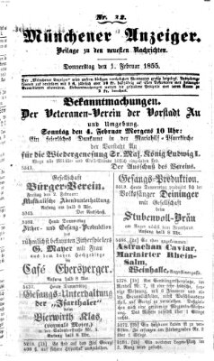 Neueste Nachrichten aus dem Gebiete der Politik (Münchner neueste Nachrichten) Donnerstag 1. Februar 1855