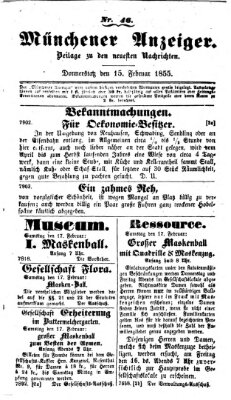 Neueste Nachrichten aus dem Gebiete der Politik (Münchner neueste Nachrichten) Donnerstag 15. Februar 1855