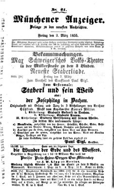 Neueste Nachrichten aus dem Gebiete der Politik (Münchner neueste Nachrichten) Freitag 2. März 1855
