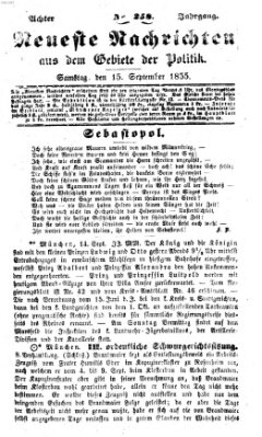 Neueste Nachrichten aus dem Gebiete der Politik (Münchner neueste Nachrichten) Samstag 15. September 1855