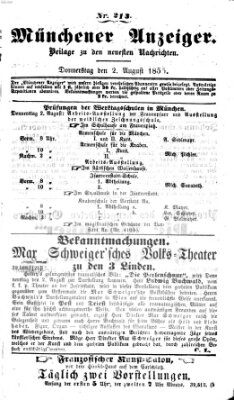 Neueste Nachrichten aus dem Gebiete der Politik (Münchner neueste Nachrichten) Donnerstag 2. August 1855