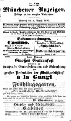Neueste Nachrichten aus dem Gebiete der Politik (Münchner neueste Nachrichten) Mittwoch 8. August 1855