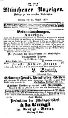 Neueste Nachrichten aus dem Gebiete der Politik (Münchner neueste Nachrichten) Montag 27. August 1855
