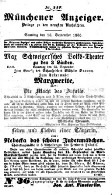 Neueste Nachrichten aus dem Gebiete der Politik (Münchner neueste Nachrichten) Samstag 15. September 1855