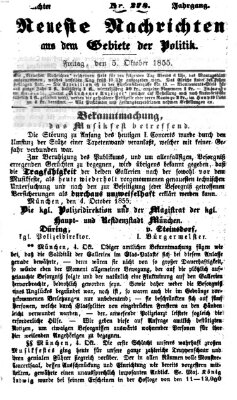 Neueste Nachrichten aus dem Gebiete der Politik (Münchner neueste Nachrichten) Freitag 5. Oktober 1855