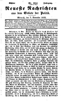 Neueste Nachrichten aus dem Gebiete der Politik (Münchner neueste Nachrichten) Mittwoch 7. November 1855