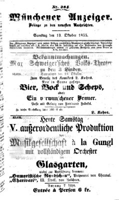 Neueste Nachrichten aus dem Gebiete der Politik (Münchner neueste Nachrichten) Samstag 13. Oktober 1855