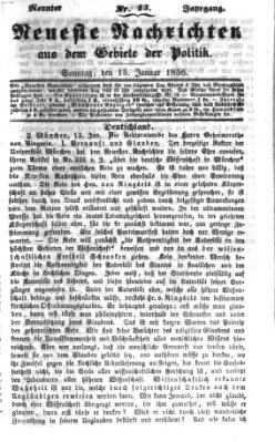 Neueste Nachrichten aus dem Gebiete der Politik (Münchner neueste Nachrichten) Sonntag 13. Januar 1856
