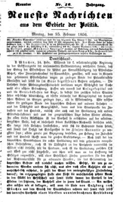 Neueste Nachrichten aus dem Gebiete der Politik (Münchner neueste Nachrichten) Montag 25. Februar 1856
