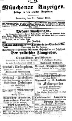 Neueste Nachrichten aus dem Gebiete der Politik (Münchner neueste Nachrichten) Donnerstag 31. Januar 1856