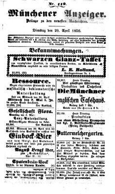 Neueste Nachrichten aus dem Gebiete der Politik (Münchner neueste Nachrichten) Dienstag 29. April 1856
