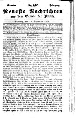 Neueste Nachrichten aus dem Gebiete der Politik (Münchner neueste Nachrichten) Samstag 13. September 1856