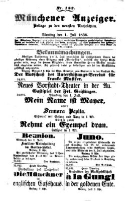 Neueste Nachrichten aus dem Gebiete der Politik (Münchner neueste Nachrichten) Dienstag 1. Juli 1856