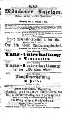 Neueste Nachrichten aus dem Gebiete der Politik (Münchner neueste Nachrichten) Sonntag 3. August 1856