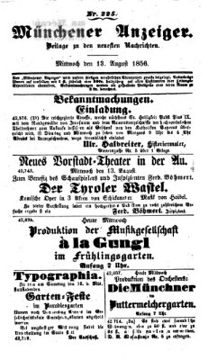 Neueste Nachrichten aus dem Gebiete der Politik (Münchner neueste Nachrichten) Mittwoch 13. August 1856