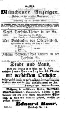 Neueste Nachrichten aus dem Gebiete der Politik (Münchner neueste Nachrichten) Donnerstag 30. Oktober 1856