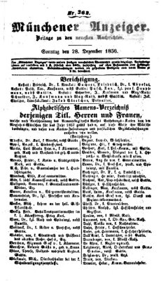 Neueste Nachrichten aus dem Gebiete der Politik (Münchner neueste Nachrichten) Sonntag 28. Dezember 1856