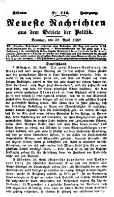Neueste Nachrichten aus dem Gebiete der Politik (Münchner neueste Nachrichten) Sonntag 26. April 1857