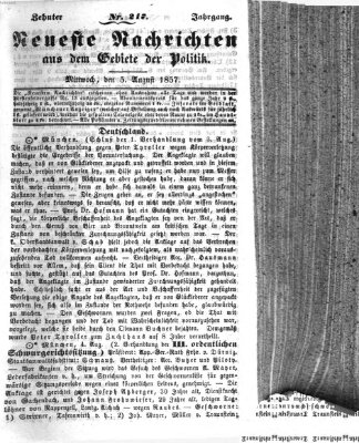 Neueste Nachrichten aus dem Gebiete der Politik (Münchner neueste Nachrichten) Mittwoch 5. August 1857