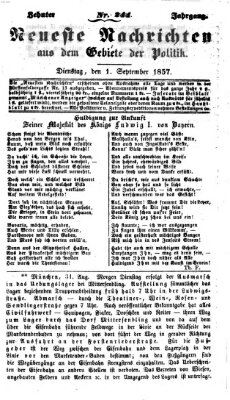 Neueste Nachrichten aus dem Gebiete der Politik (Münchner neueste Nachrichten) Dienstag 1. September 1857