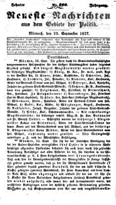 Neueste Nachrichten aus dem Gebiete der Politik (Münchner neueste Nachrichten) Mittwoch 23. September 1857