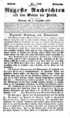Neueste Nachrichten aus dem Gebiete der Politik (Münchner neueste Nachrichten) Mittwoch 2. Dezember 1857