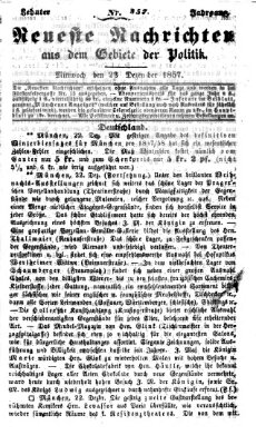 Neueste Nachrichten aus dem Gebiete der Politik (Münchner neueste Nachrichten) Mittwoch 23. Dezember 1857
