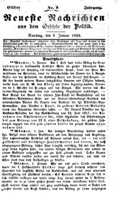Neueste Nachrichten aus dem Gebiete der Politik (Münchner neueste Nachrichten) Samstag 2. Januar 1858