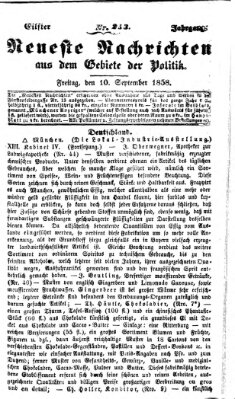 Neueste Nachrichten aus dem Gebiete der Politik (Münchner neueste Nachrichten) Freitag 10. September 1858