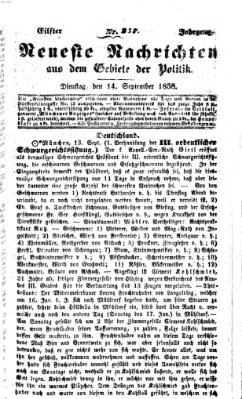 Neueste Nachrichten aus dem Gebiete der Politik (Münchner neueste Nachrichten) Dienstag 14. September 1858