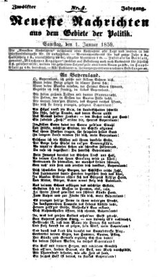 Neueste Nachrichten aus dem Gebiete der Politik (Münchner neueste Nachrichten) Samstag 1. Januar 1859