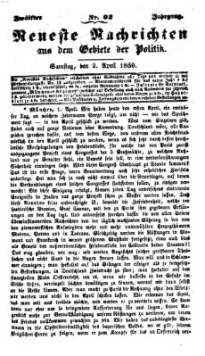Neueste Nachrichten aus dem Gebiete der Politik (Münchner neueste Nachrichten) Samstag 2. April 1859
