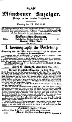 Münchener Anzeiger (Münchner neueste Nachrichten) Samstag 26. Mai 1860